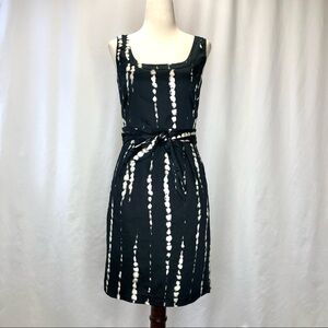 Ann Taylor Factory petite black sheath dress faux bleach dot pattern 2P